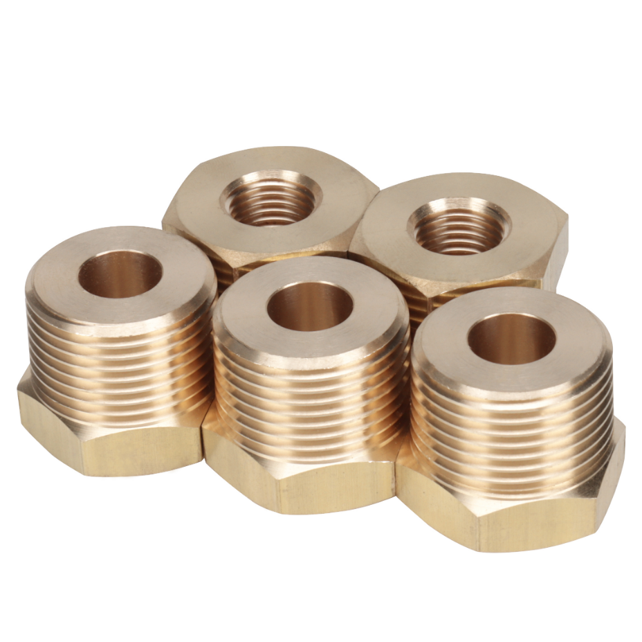 LTWFITTING Brass Pipe Hex Bushing Reducer Fittings 3/4 Inch Male x 1/4 Inch Female NPT Fuel(Pack of 5)