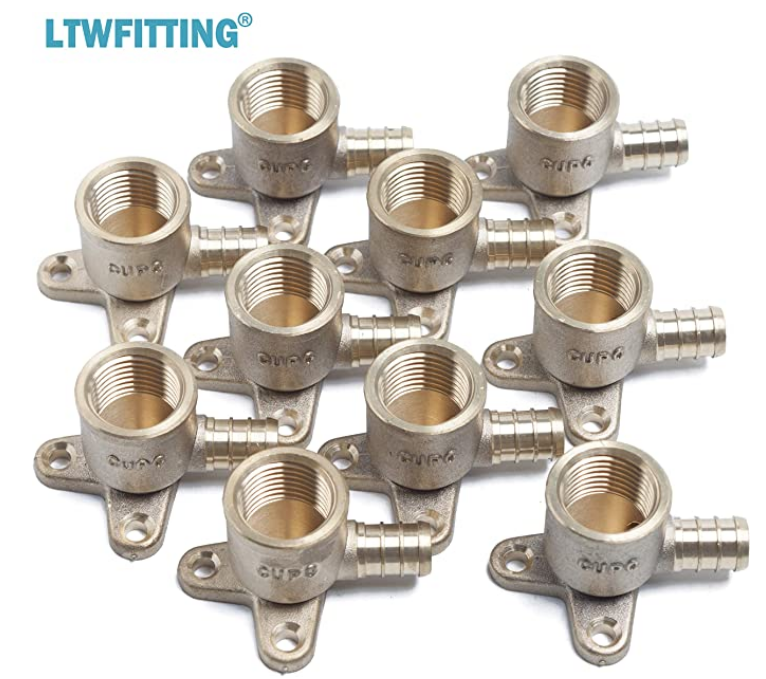 LTWFITTING Lead Free Brass PEX Crimp Fitting 1/2-Inch Female NPT x 1/2-Inch PEX Drop Ear Elbow (Pack of 10)
